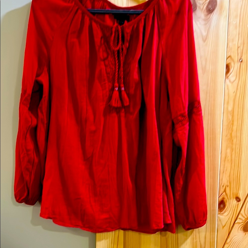Lane Bryant Red Tie Front Blouse